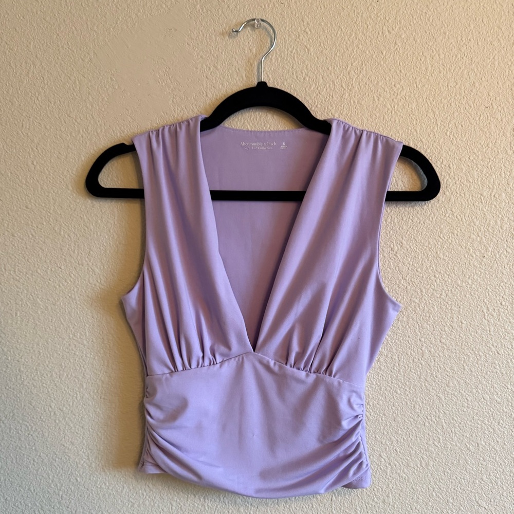 Abercrombie & Fitch Purple Ruched Crop Tank Top